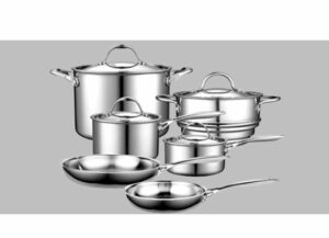 10-Piece Multi-Ply Clad Stainless Steel Cookware