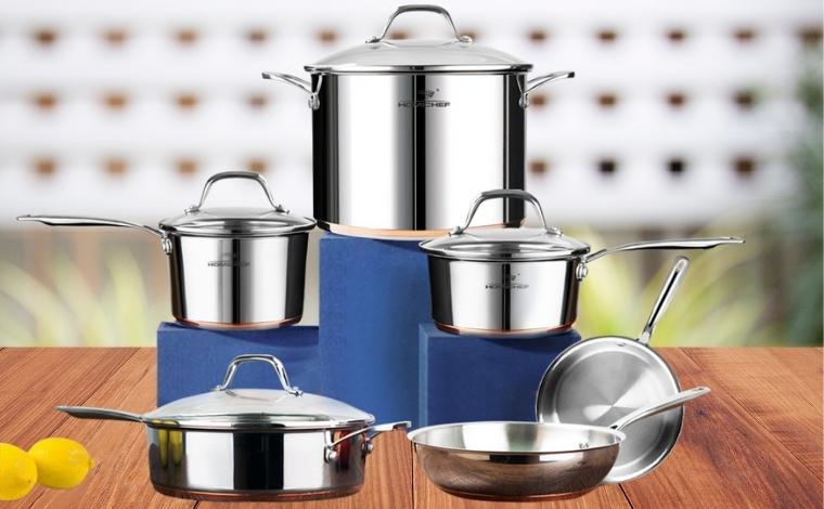 Home chef 10-piece stainless steel cookware